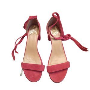 NWOT | Apologie Paris | Red Suede | Ankle Tie | Block Heel Sandal | Size: EU 38